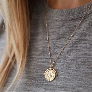 Greek Aztec Gold Coin Necklace | 14k Gold Plated